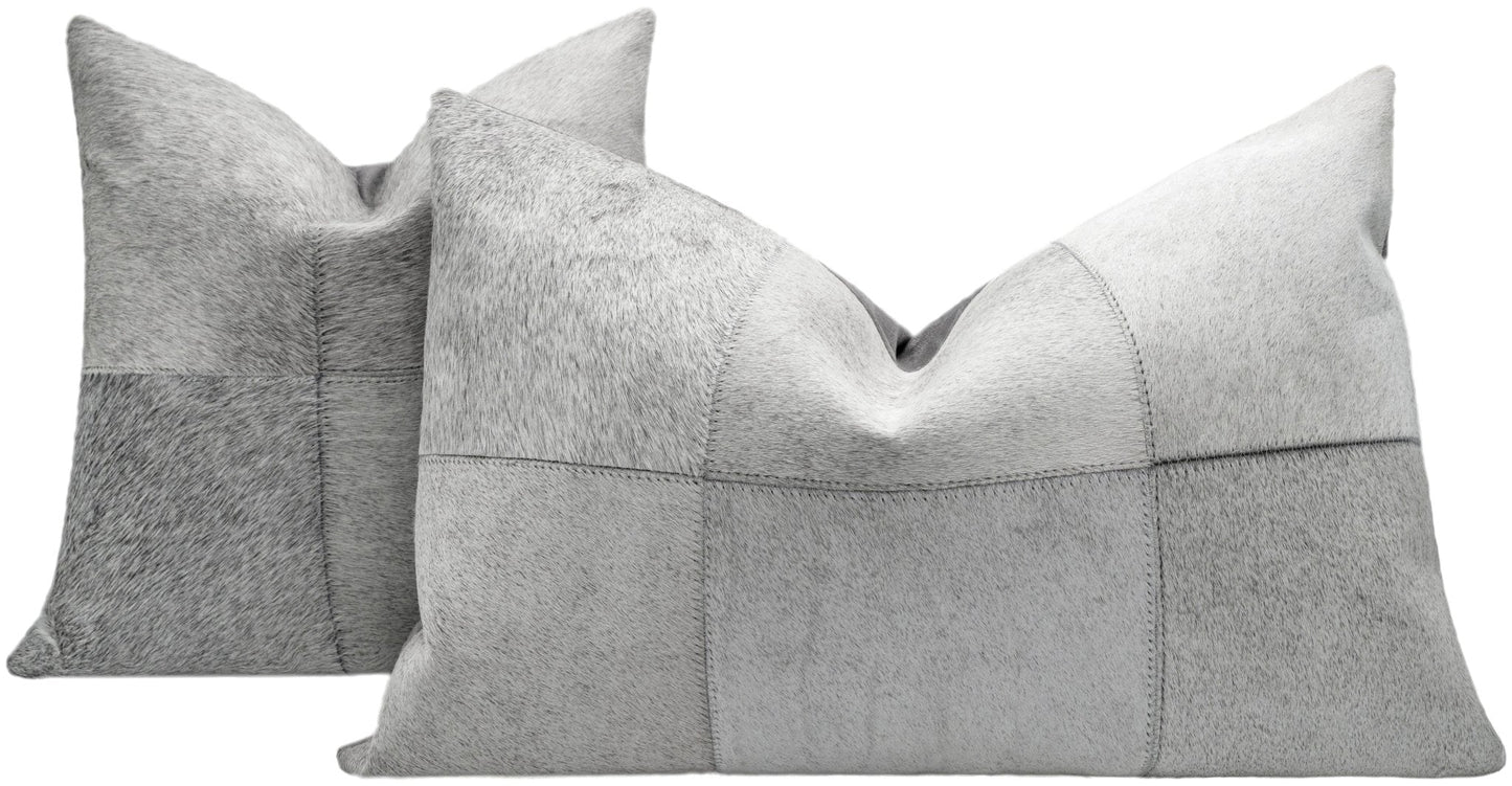 Canvello Genuine Cowhide Leather Decorative Throw Pillows - Handmade Patchwork Boho Accent Pillows For Sofa, Couch, Bed, Chair - Western Southwestern Farmhouse Pillow Covers With Feather Down Insert Included)