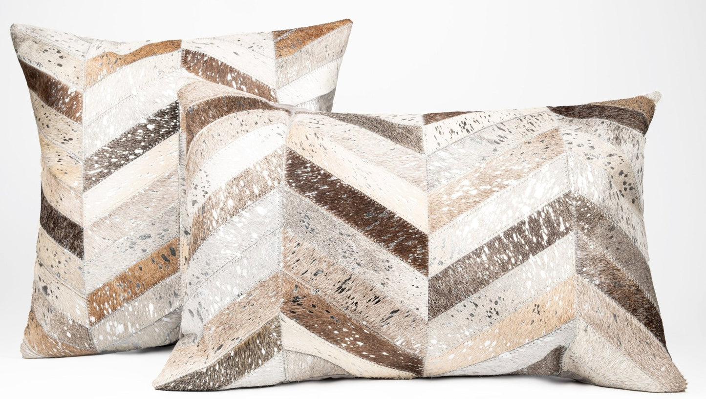 Canvello Genuine Cowhide Leather Decorative Throw Pillows - Handmade Patchwork Boho Accent Pillows For Sofa, Couch, Bed, Chair - Western Southwestern Farmhouse Pillow Covers With Feather Down Insert Included