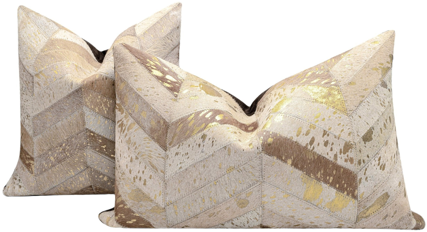 Canvello Genuine Cowhide Leather Decorative Throw Pillows - Handmade Patchwork Boho Accent Pillows For Sofa, Couch, Bed, Chair - Western Southwestern Farmhouse Pillow Covers With Feather Down Insert Included)