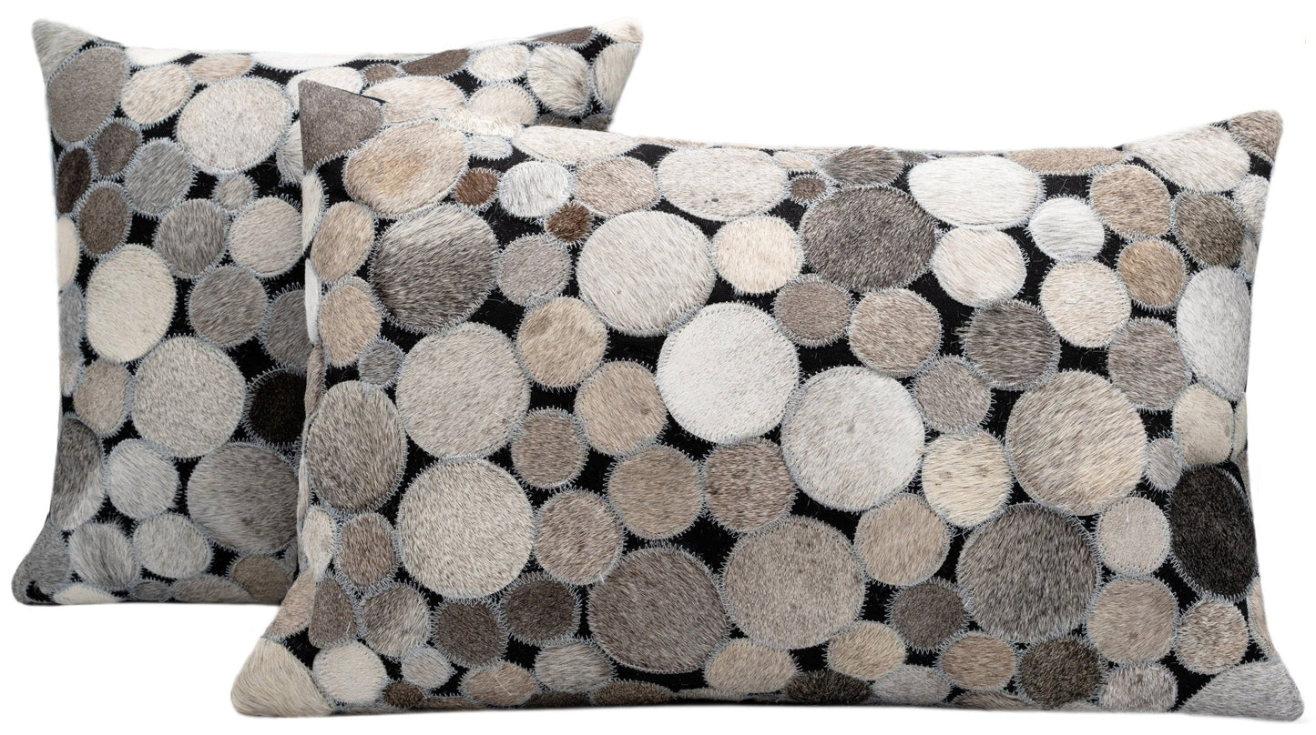 Canvello Genuine Cowhide Leather Decorative Throw Pillows - Handmade Patchwork Boho Accent Pillows For Sofa, Couch, Bed, Chair - Western Southwestern Farmhouse Pillow Covers With Feather Down Insert Included)