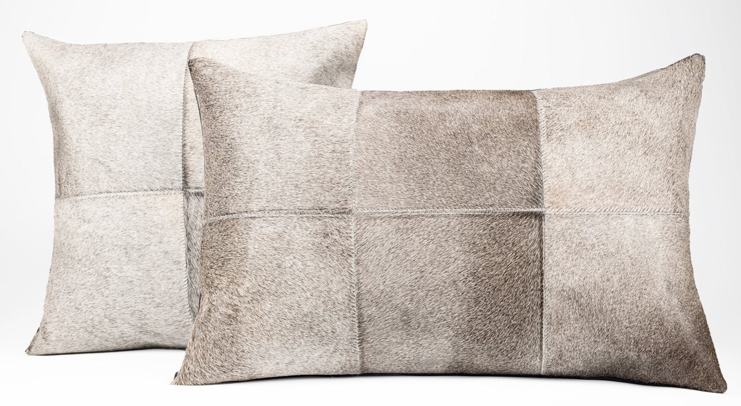 Canvello Genuine Cowhide Leather Decorative Throw Pillows - Handmade Patchwork Boho Accent Pillows For Sofa, Couch, Bed, Chair - Western Southwestern Farmhouse Pillow Covers With Feather Down Insert Included