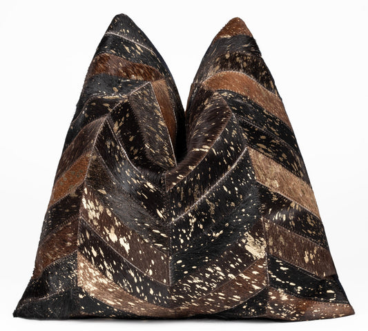 Canvello Genuine Cowhide Leather Decorative Throw Pillows - Handmade Patchwork Boho Accent Pillows For Sofa, Couch, Bed, Chair - Western Southwestern Farmhouse Pillow Covers With Feather Down Insert Included