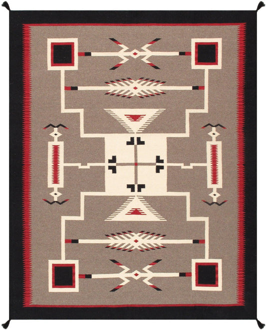 Canvello Navajo Style Hand-Woven Wool Mocha Area Rug- 8'2" X 9'10"