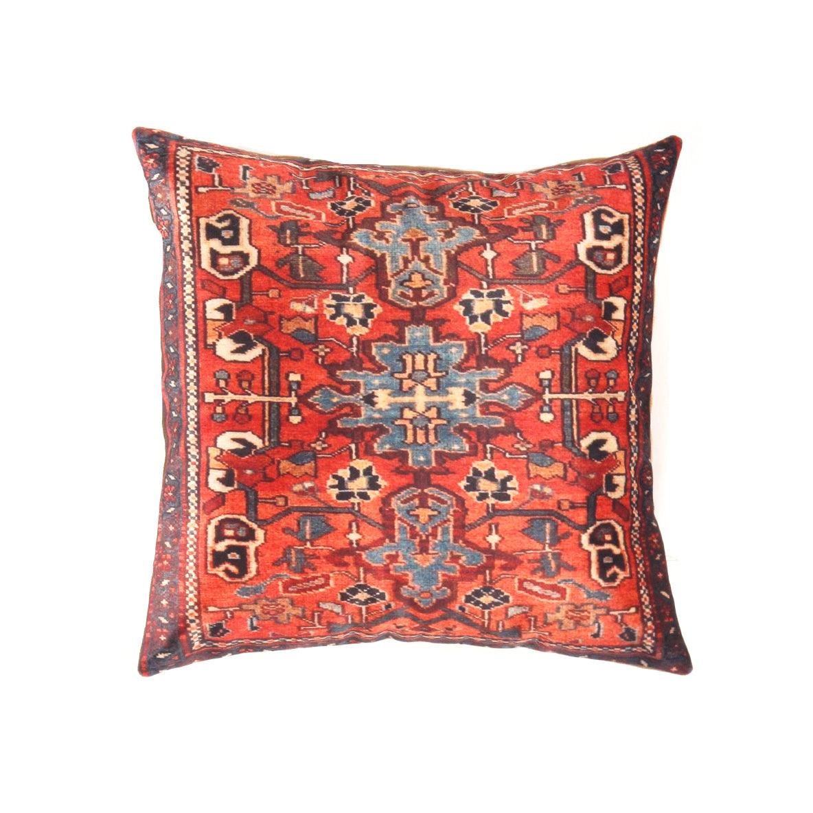 Canvello Rust Silkroad Heriz Velvet Pillow 16' X 16'