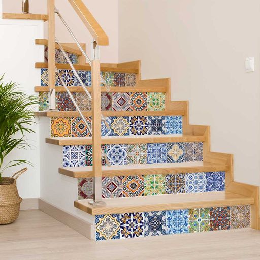 Vintage Spanish Durable Floor Tile stickers removable for renters mixed patterns Model - HA5