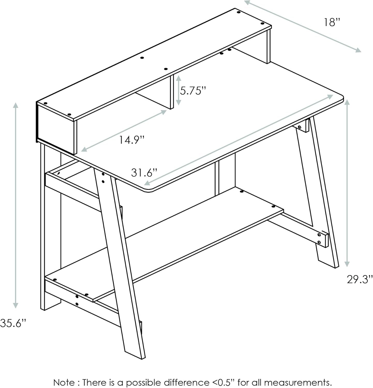 A Frame Computer Desk with Hutch Storage in Columbia Walnut