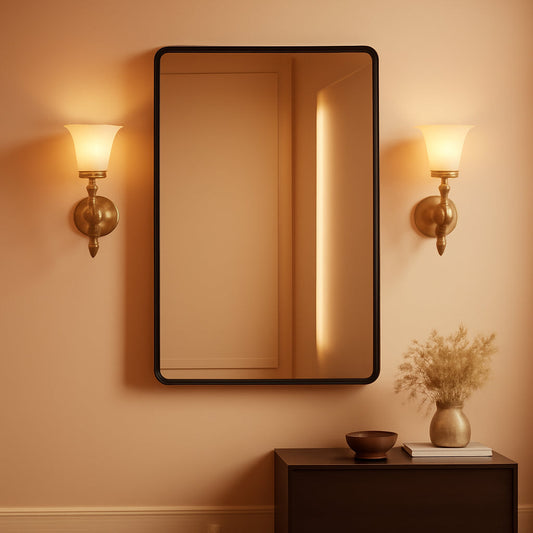 36X24 Inches Black Aluminum Framed Bathroom Mirror