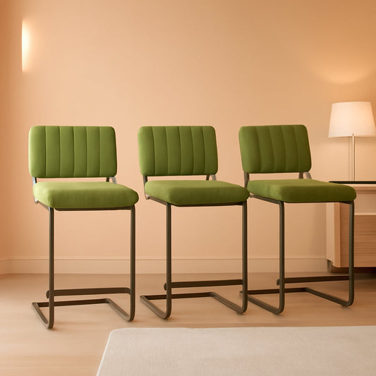 24 Inch Counter Height Velvet Bar Stools With Back Set of 3