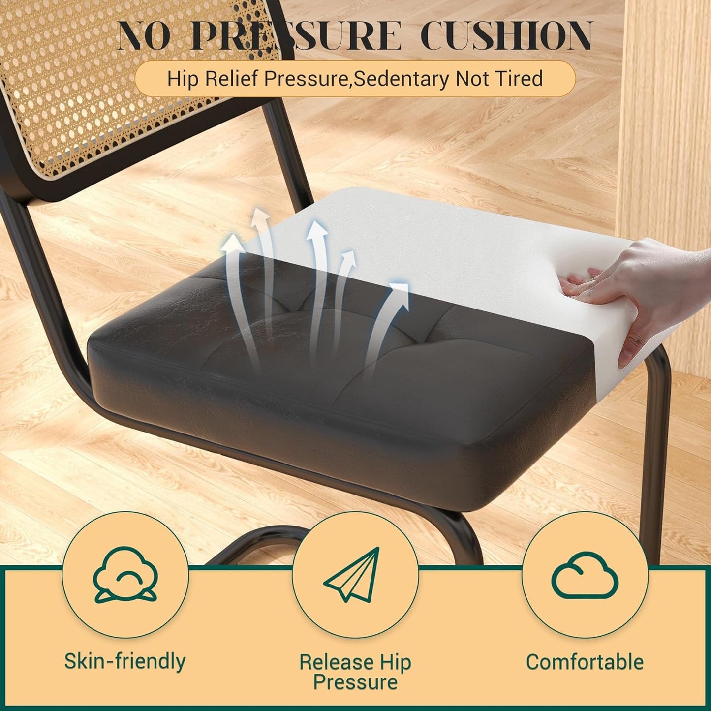 Mid Century Upholstered Cantilever Dining Chairs Black