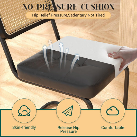 Mid Century Upholstered Cantilever Dining Chairs Black