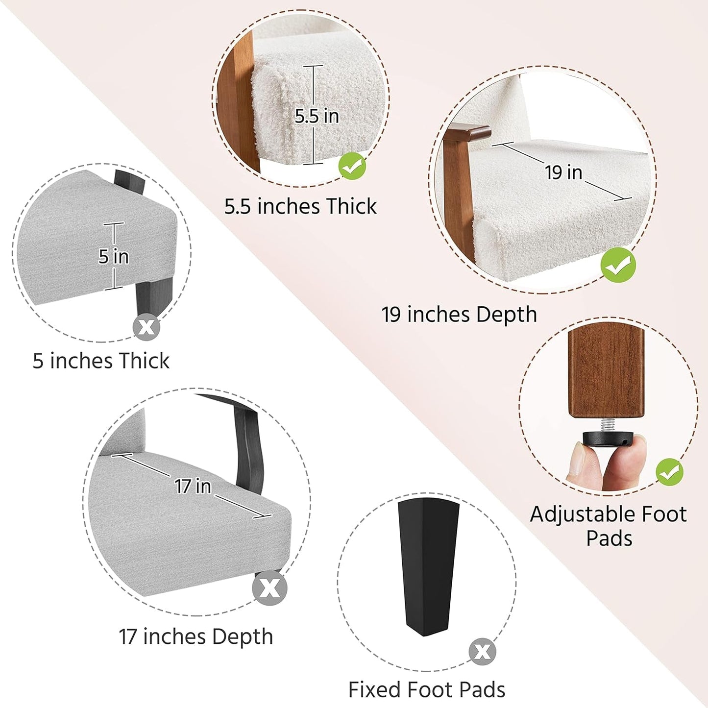 Ivory Professionally Upholstered Fabric Armchair High Back