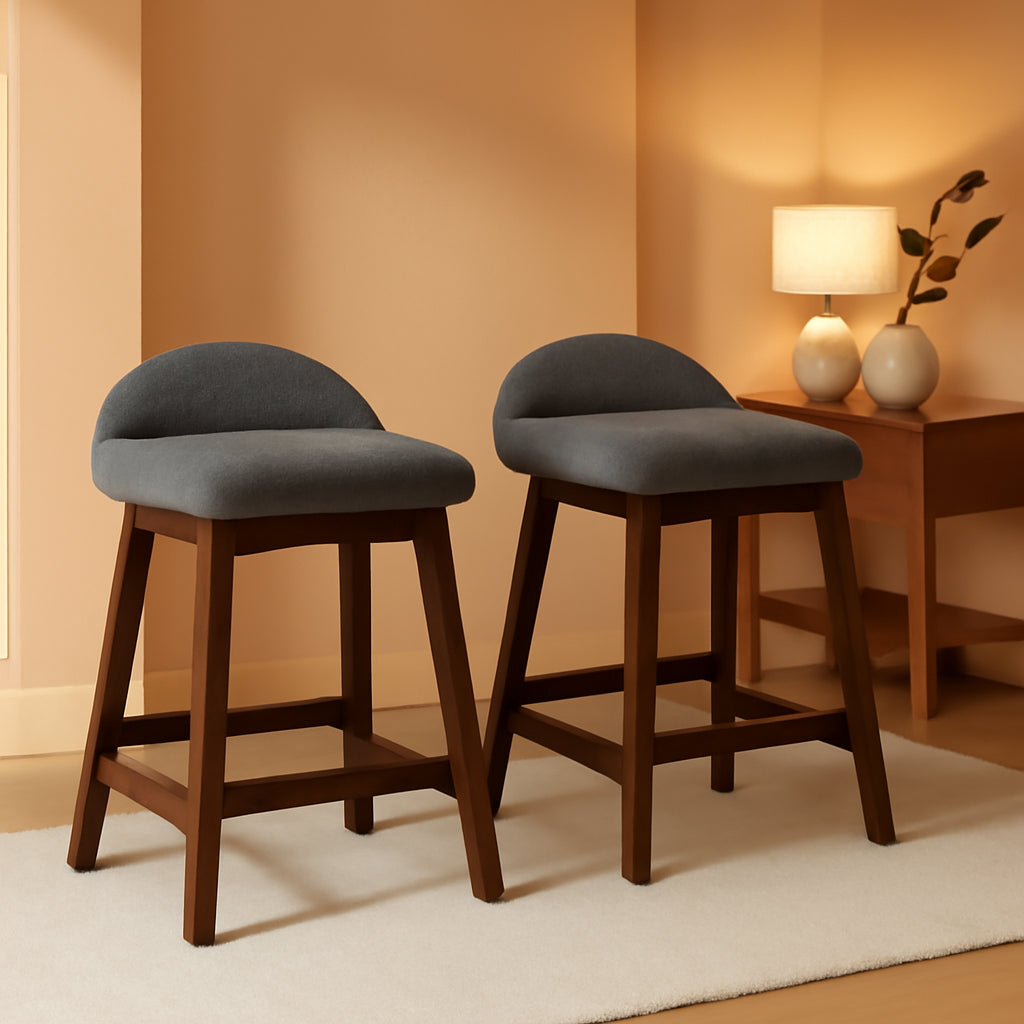 Counter Height Bar Stool Set Of 2 28.5 Inch Charcoal Brown