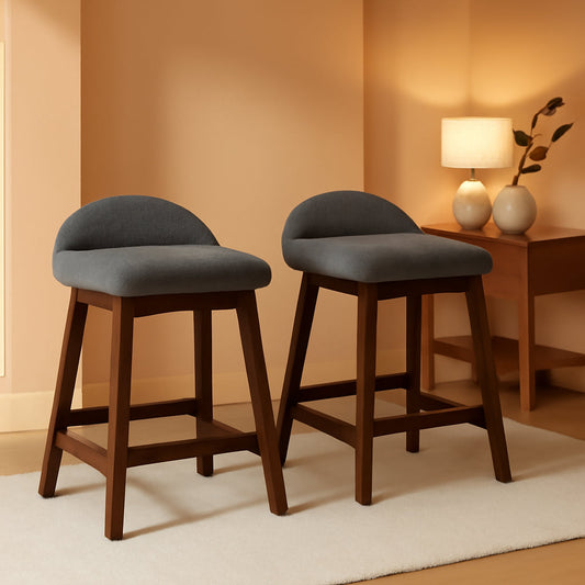 Counter Height Bar Stool Set Of 2 28.5 Inch Charcoal Brown