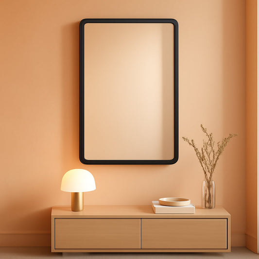 Black 18x26 Inch Bathroom Mirror Over Vanity Wall Mount