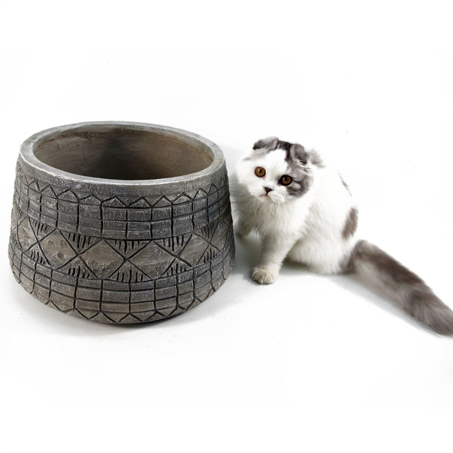 Large Planters Plant Pots Large Grey Gliese Embossed Planter 22cm x 37cm Botanik