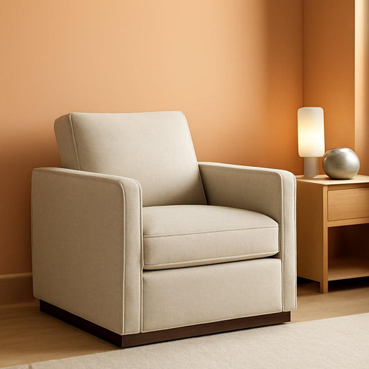 Swivel Linen Accent Armchair Mid Century Modern 360 Swivel