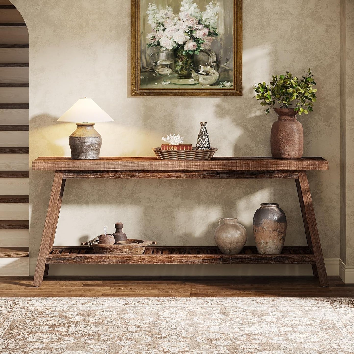 70.9 Inches Entryway Console Table Farmhouse Rustic
