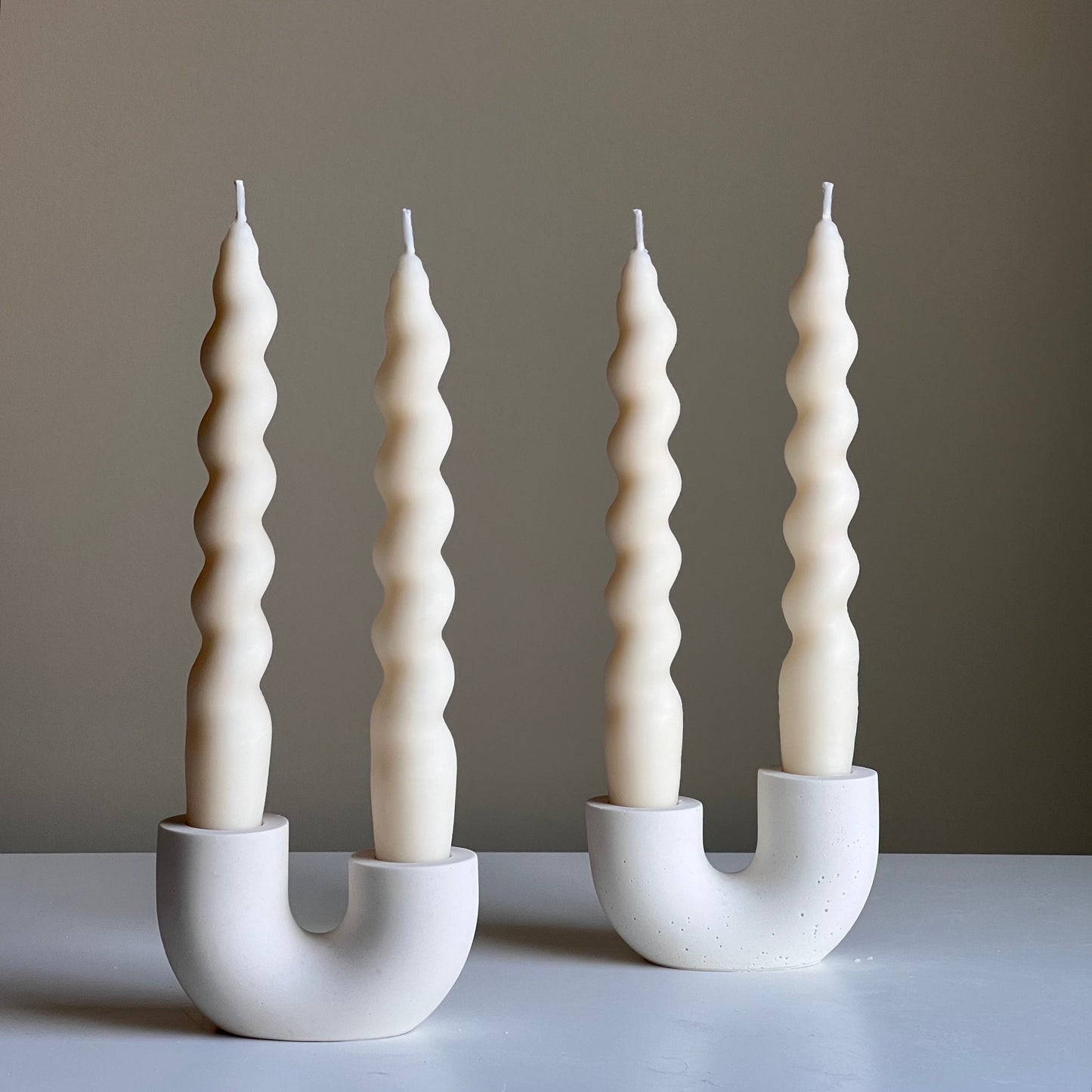 Jesmonite Double Candlestick Holder | Modern Wedding Table Decor