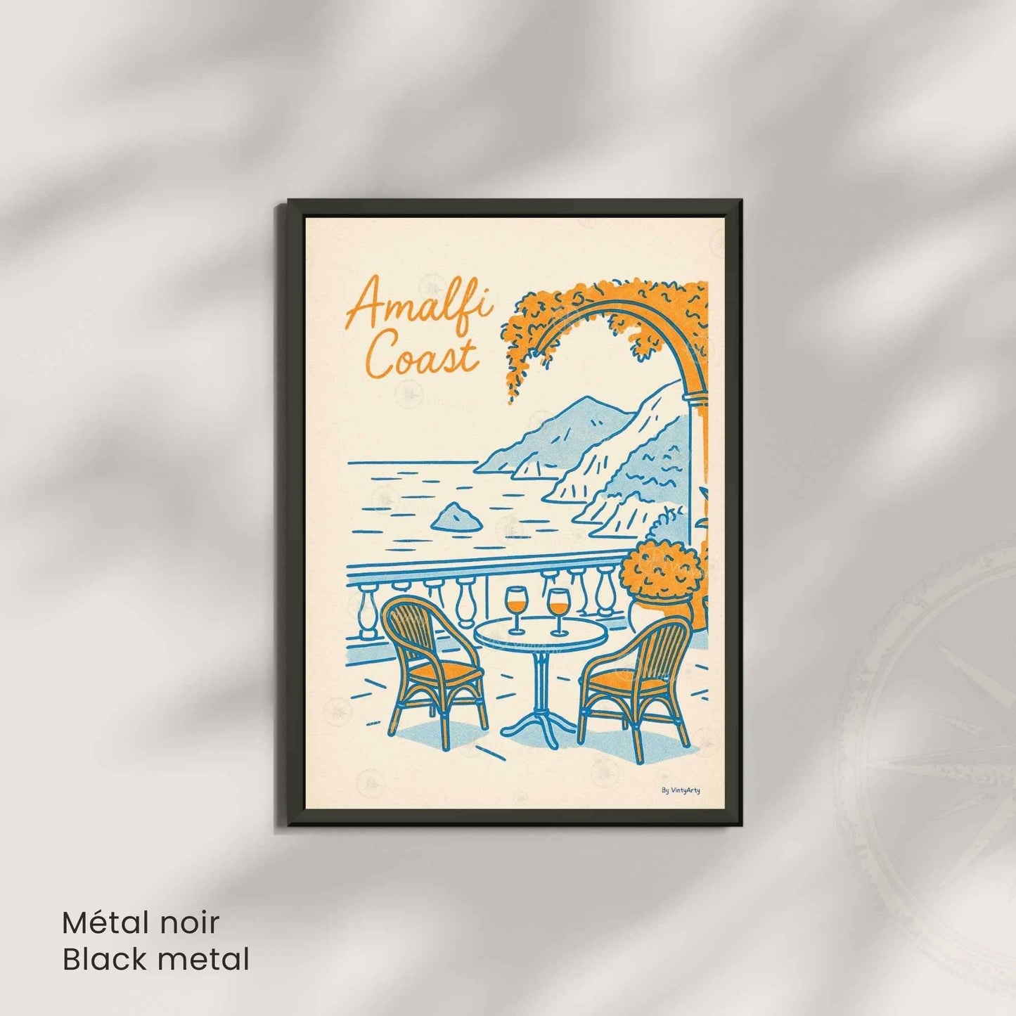 Affiche Côte Amalfitaine | Poster Vintage Italie | Illustration Rétro Amalfi