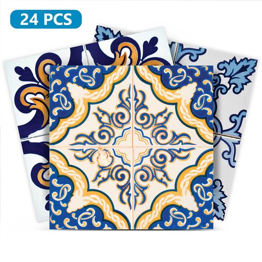 Vintage Spanish Durable Floor Tile stickers removable for renters mixed patterns Model - HA5