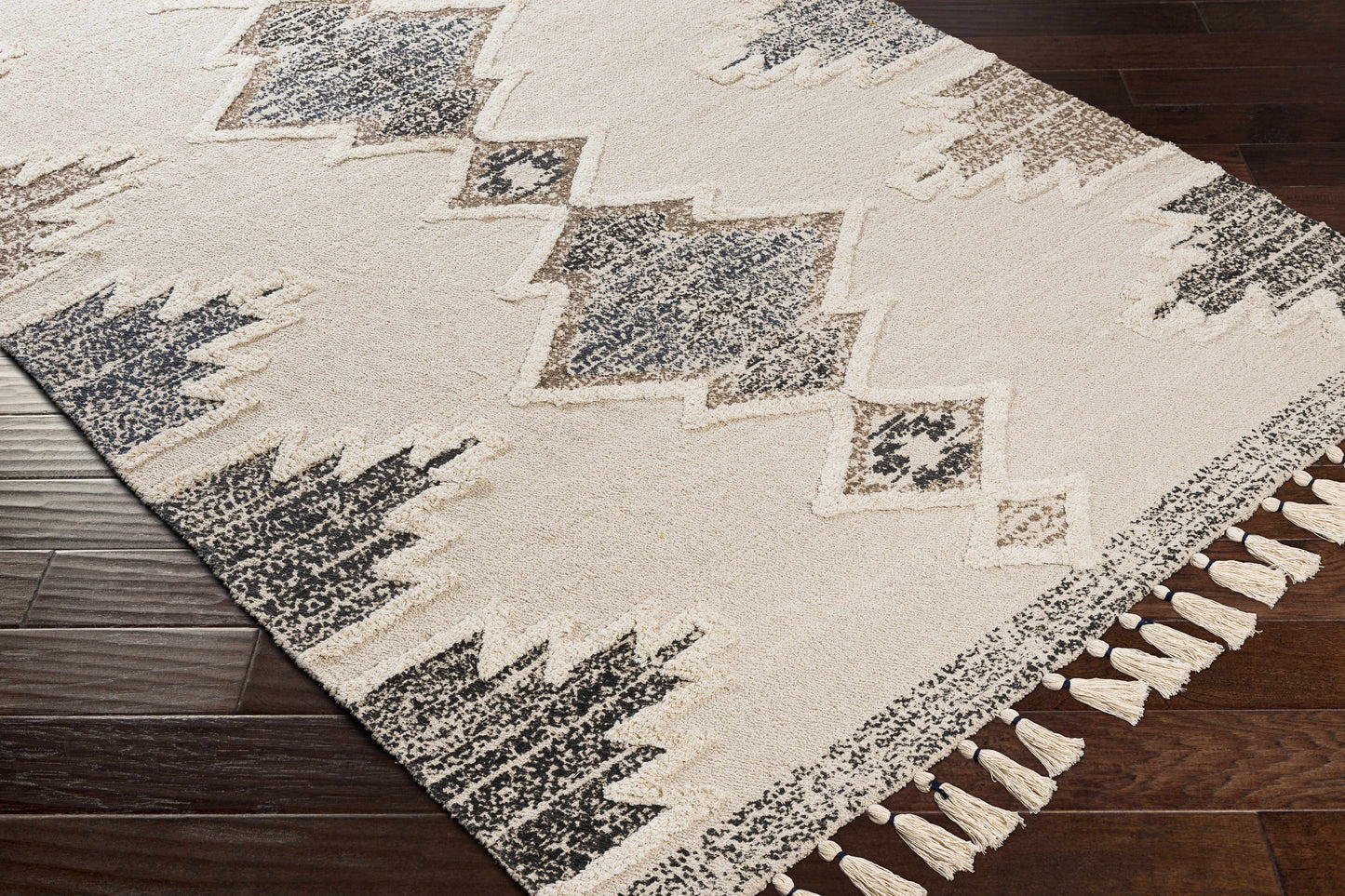Kingborough Cream/Brown Cotton Area Rug - Clearance