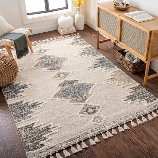 Kingborough Cream/Brown Cotton Area Rug - Clearance
