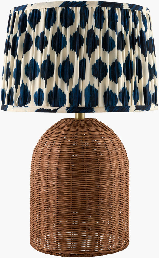 Rich Aqua Blue Bohemian Table Lamp with global details for bedside or console tables