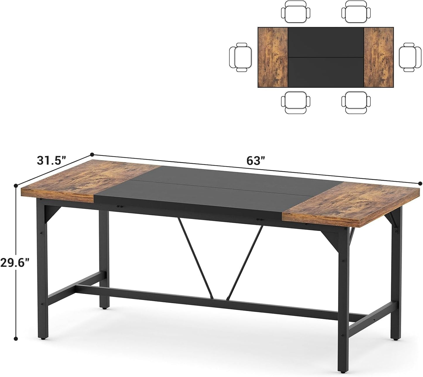 Large Rustic Computer Desk for Home Office Workstation
