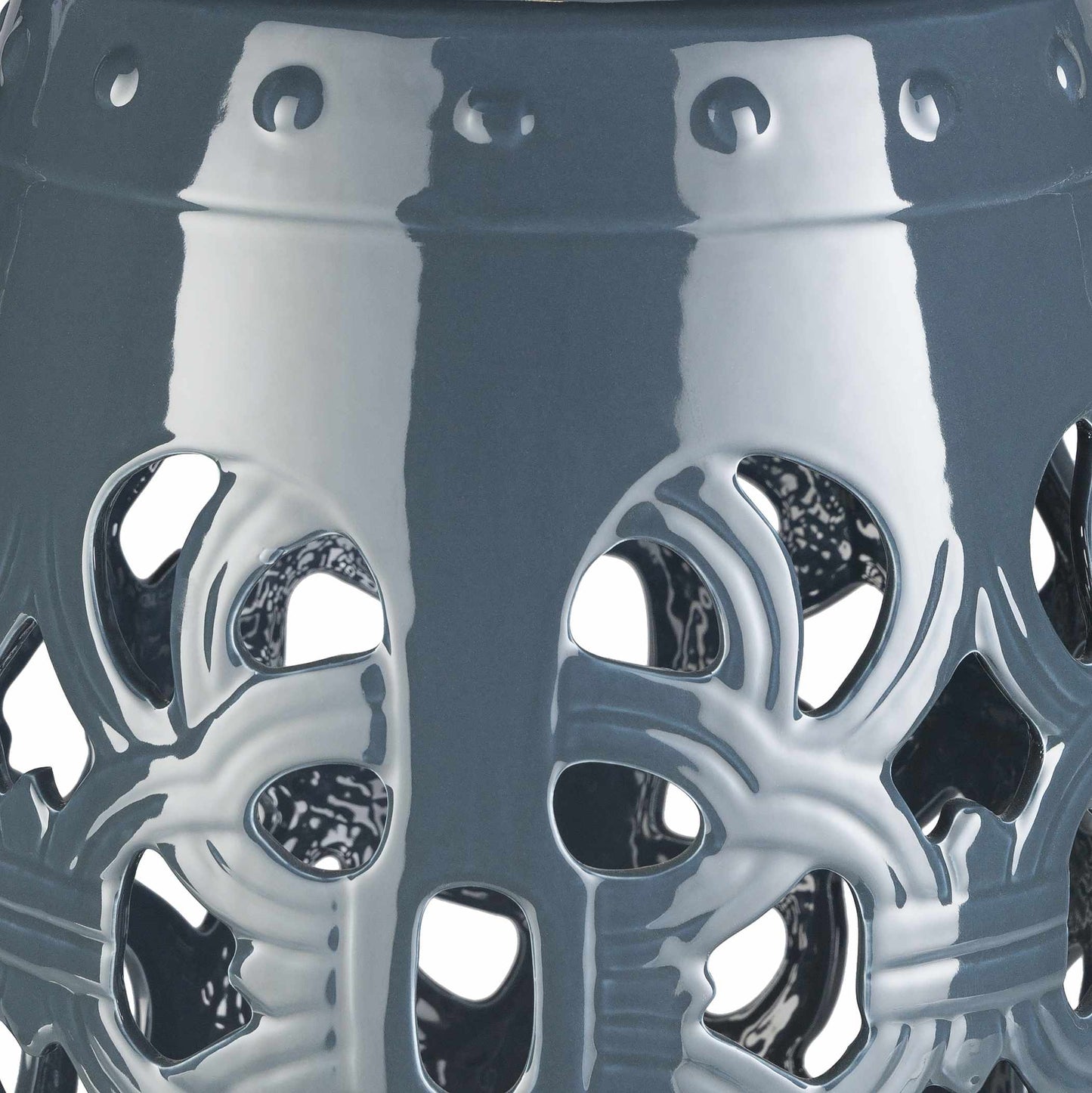 Teal Blue Lattice Ceramic Stool