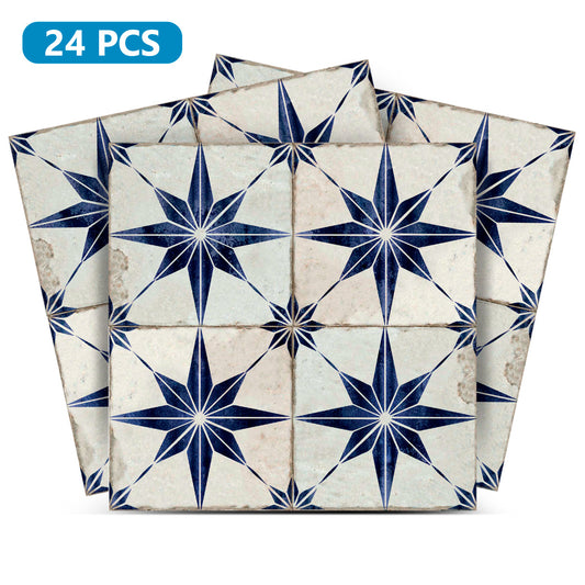Blue star design Peel and Stick vintage Floor Tile Stickers easy do it yourself Model - R4