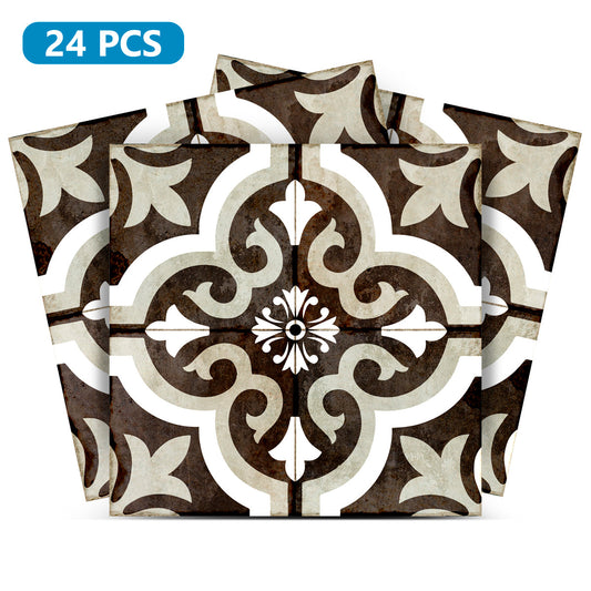 Black And White Pattern Rustic Old Vintage design floor suitable tile stickers Model - R87