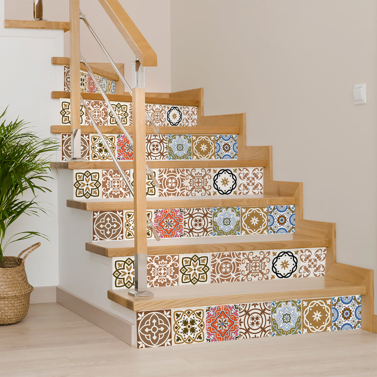 Brown Beautiful tile stickers multiple patterns floor suitable Model - SB12
