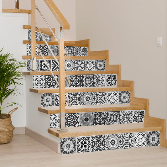 Black and White multiple patterns Tile Stickers for home renovation Model - SB15