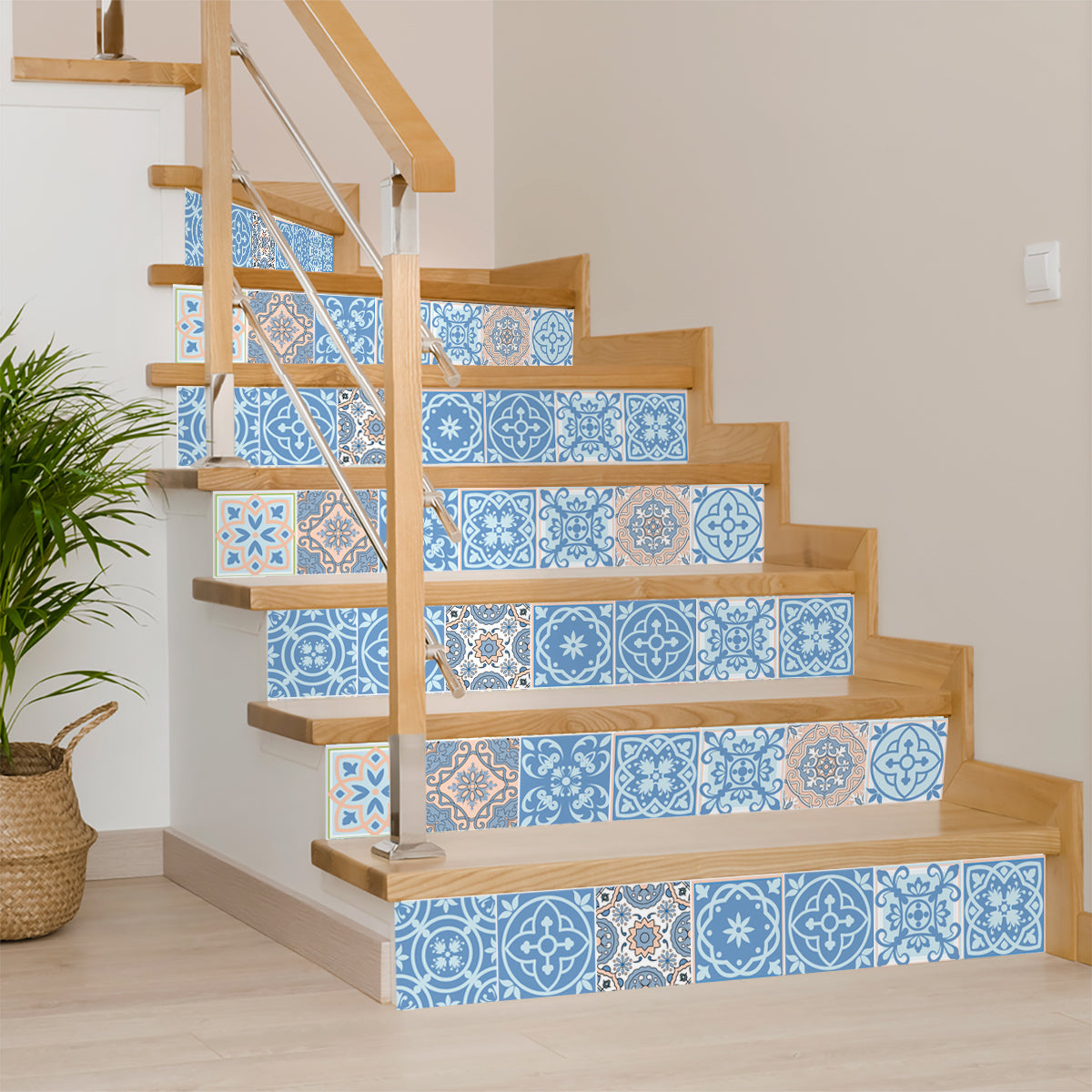 Light Blue tile stickers Floor suitable easy to install multiple patterns Model - SB22
