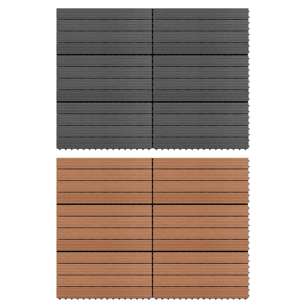 vidaXL Decking Tile Patio Floor Tile Interlocking Outdoor Flooring Tile 6 pcs