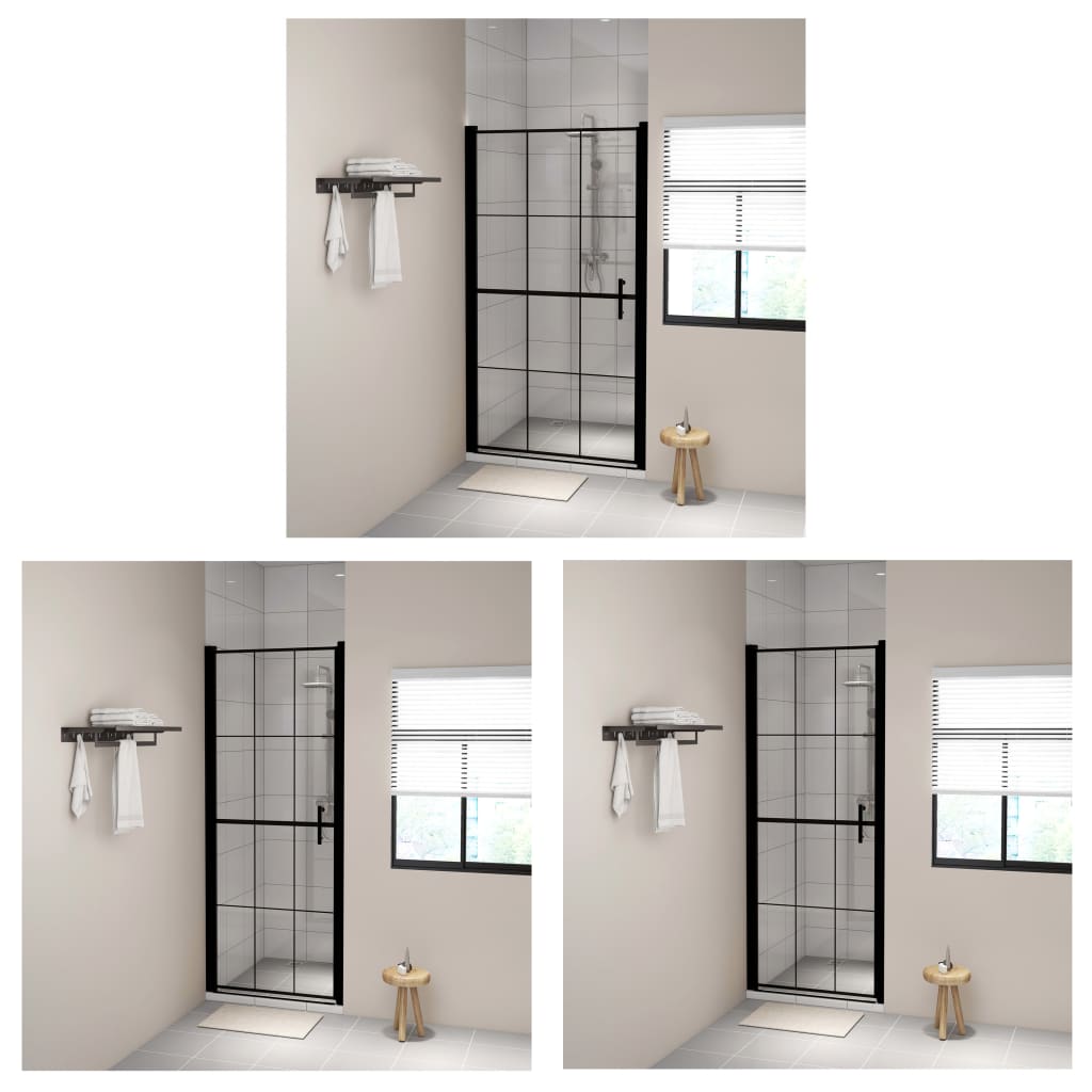 vidaXL Shower Door Shower Enclosure Screen for Bathroom Tempered Glass Black